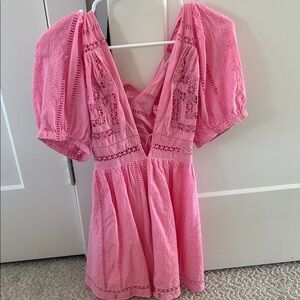 Urban Outfitters Pink Embroidered Dress